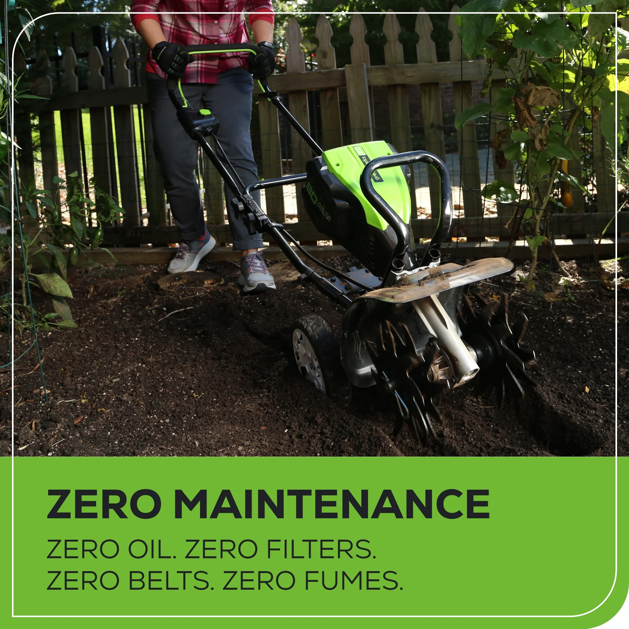 80V 10" Brushless Cultivator / Tiller w/ 2.0Ah Battery & Charger - Image 6