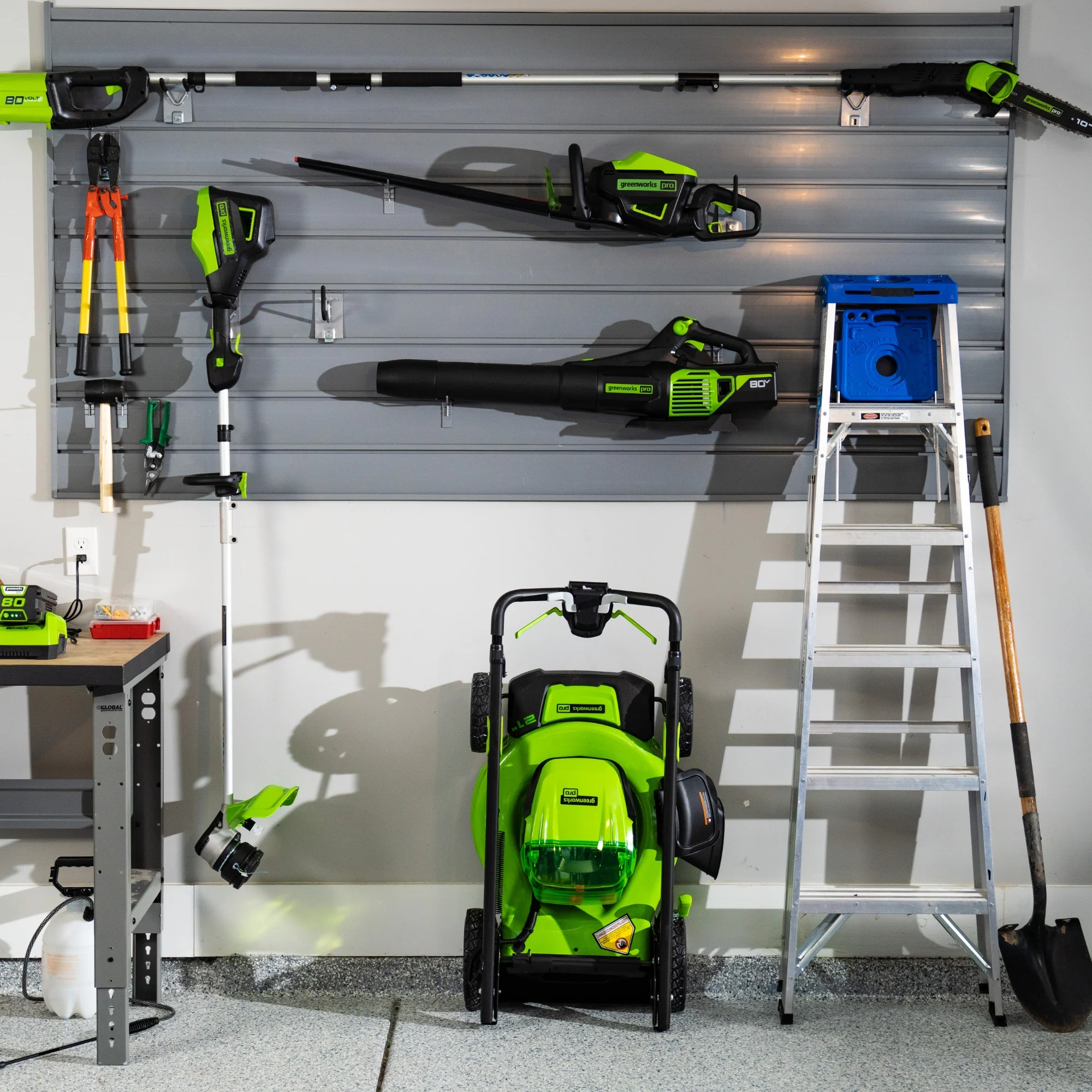 80V 17" Cordless Battery String Trimmer and 730 CFM Leaf Blower Combo Kit: 3.0Ah Battery and Charger - Image 9