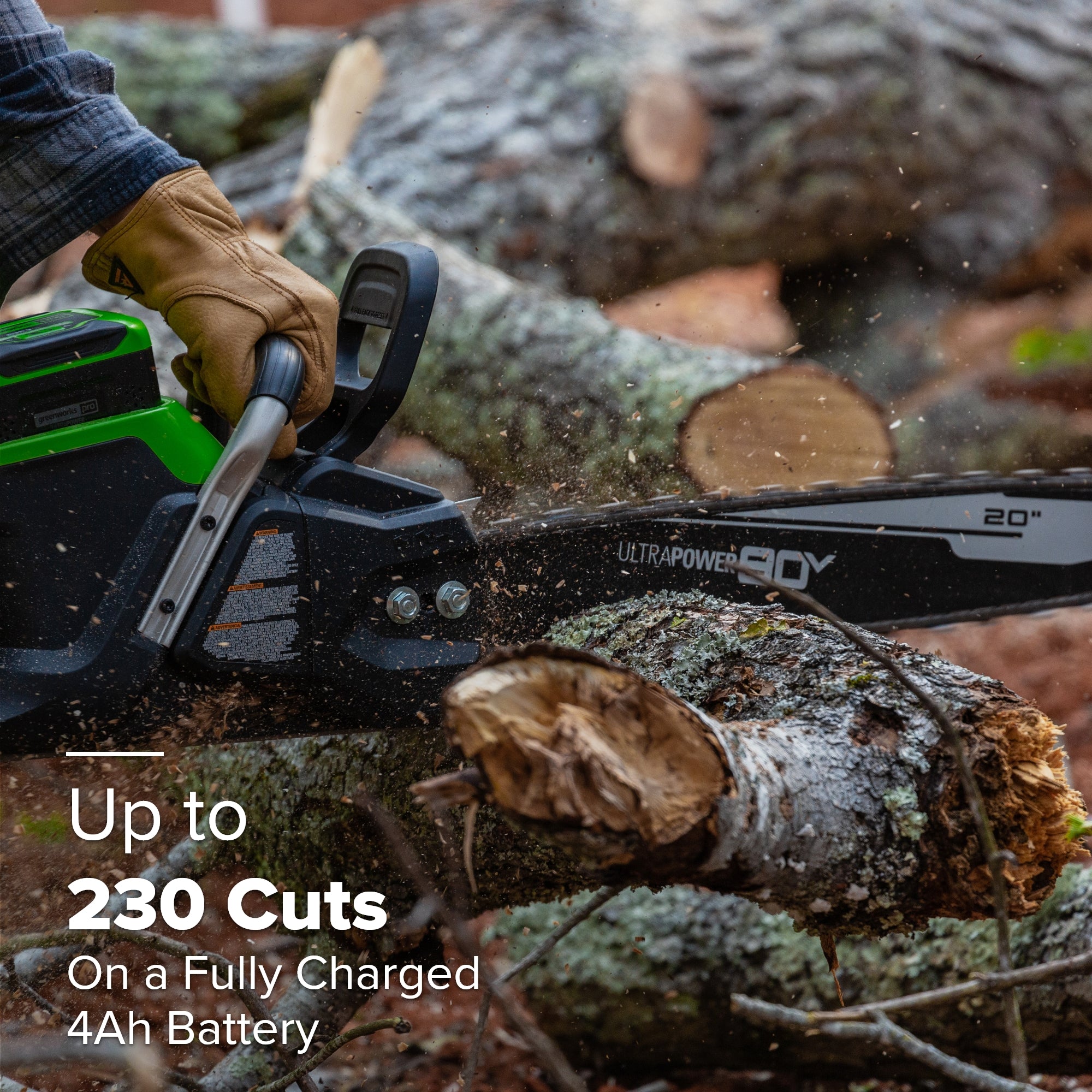 80V 20" Cordless Battery Chainsaw: 4.0 Ah Battery and Charger - Image 9