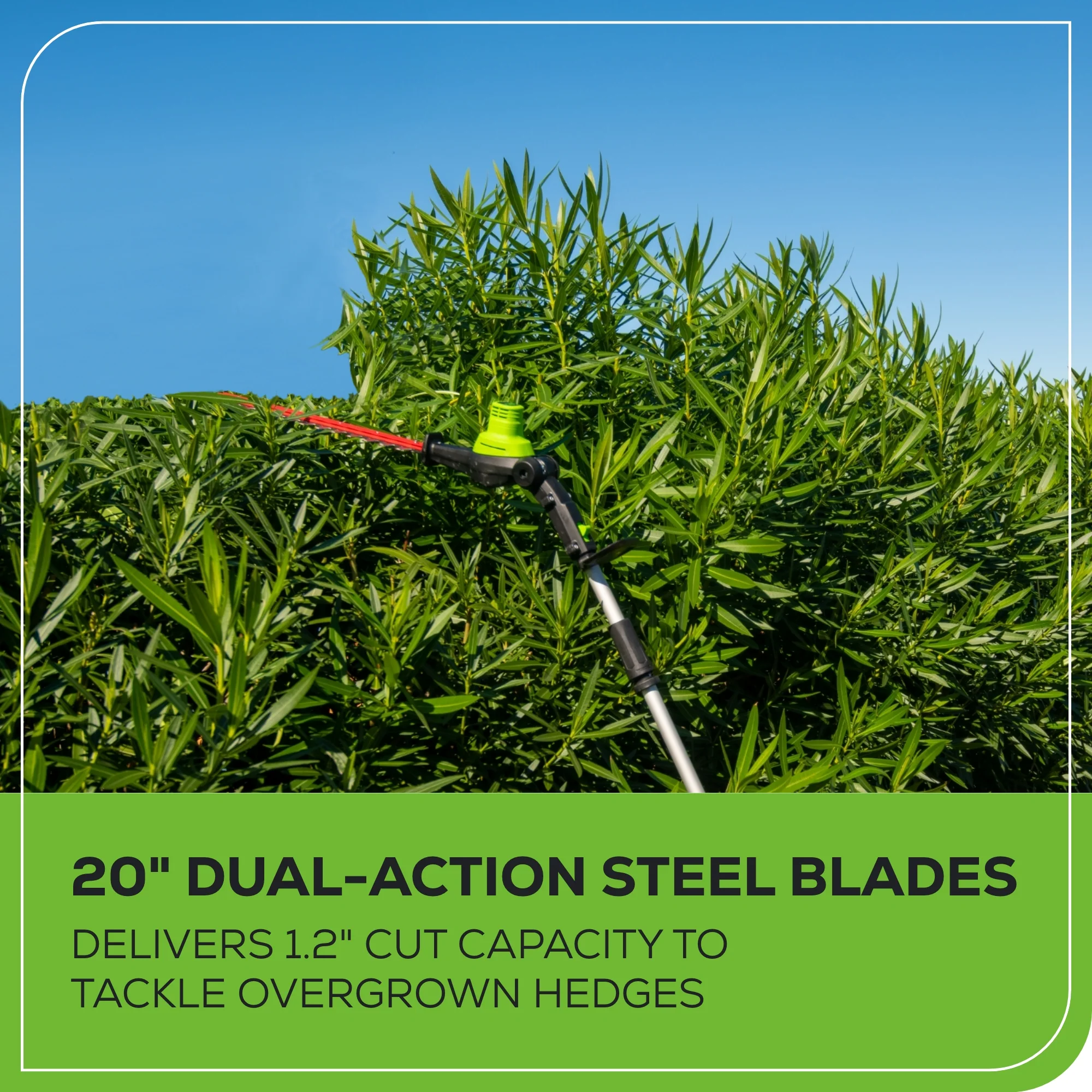 80V 20" Cordless Battery Pole Hedge and 10" Pole Saw Combo Kit: 2.0 Ah Battery and Rapid Charger - Image 8
