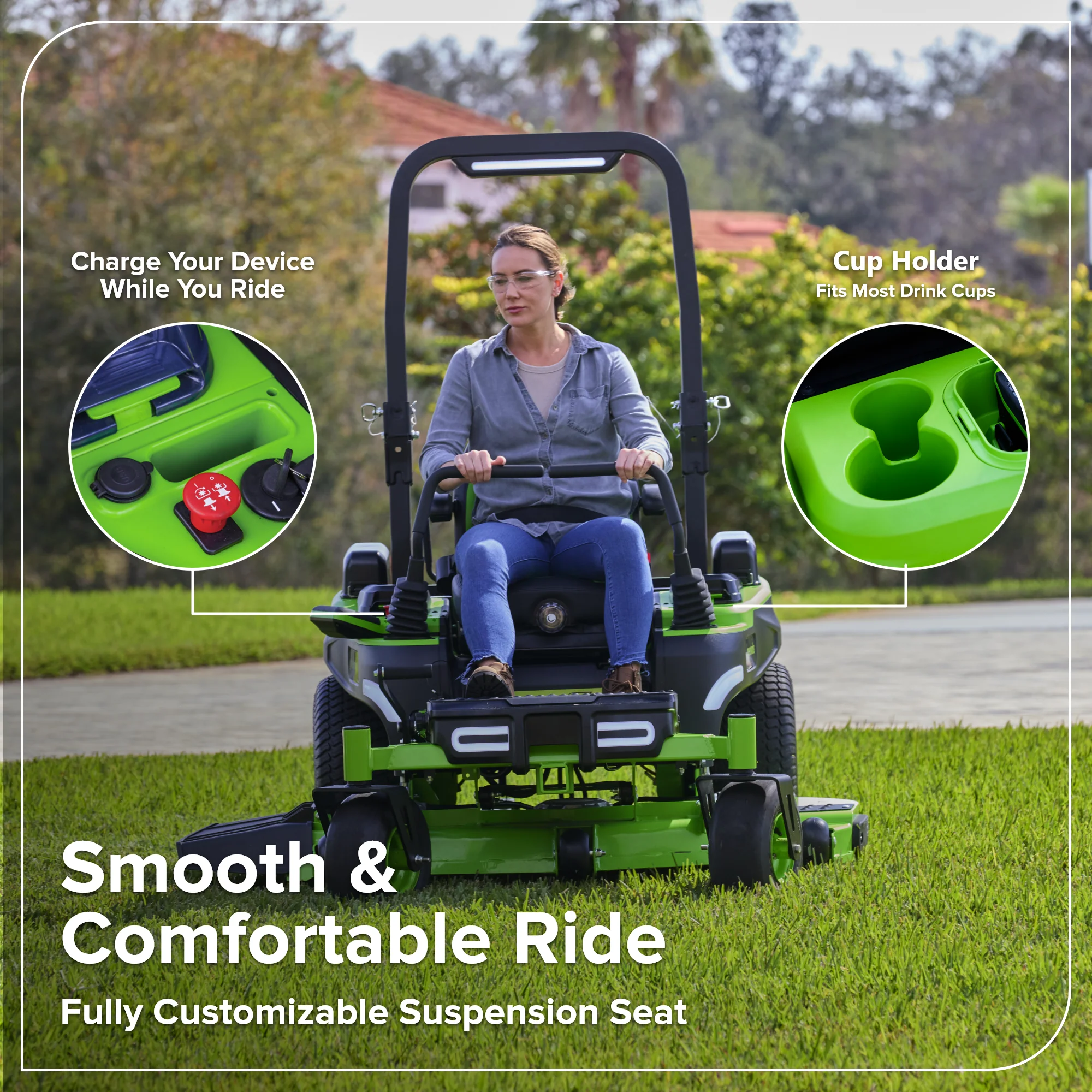 80V 54" MaximusZ Zero Turn Riding Mower: (2) 16.0 Ah and (4) 6.0 Ah Batteries and 1.5kW Charger, MZ5481 - Image 11