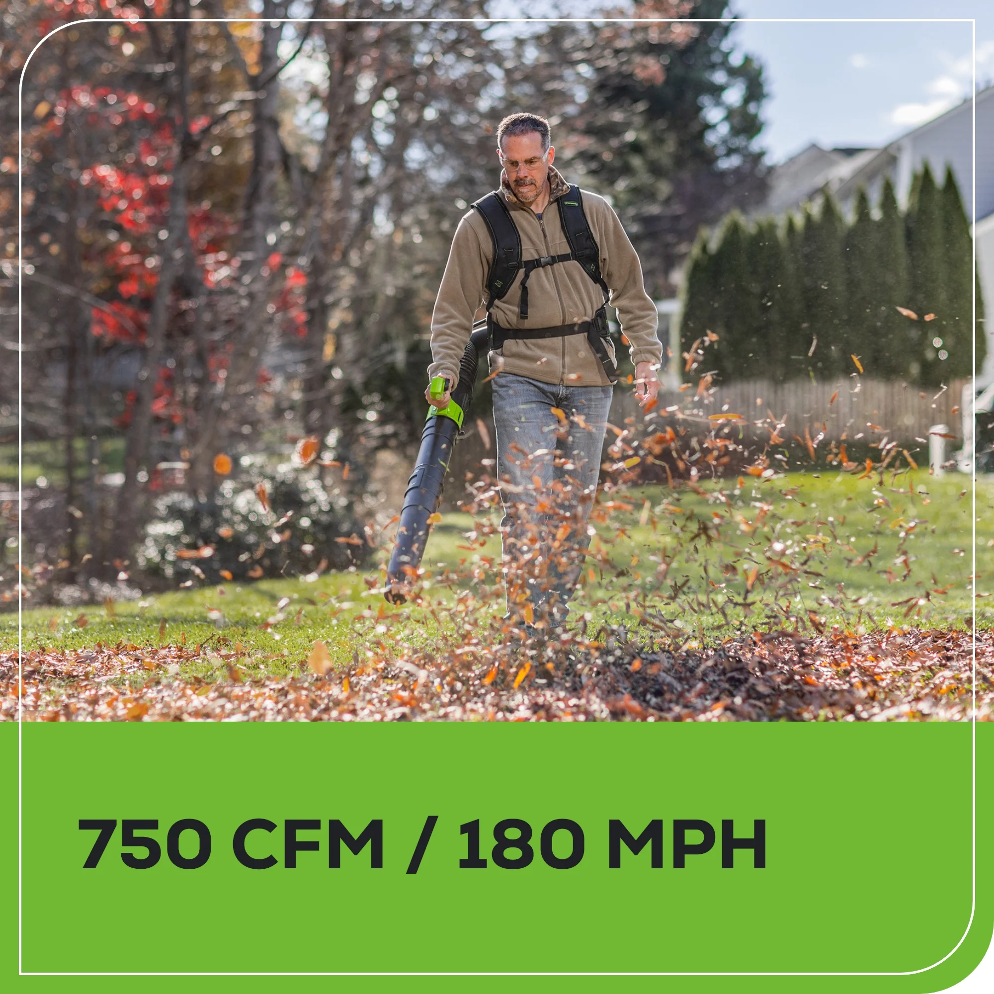 80V 750 CFM Cordless Battery Single Port Backpack Blower, 8Ah Battery and 6A Charger - Image 7