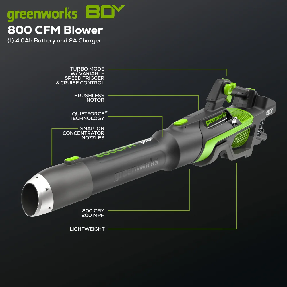 OPEN BOX 80V 800CFM Cordless Battery Leaf Blower, 4Ah Battery and Charger - Image 2