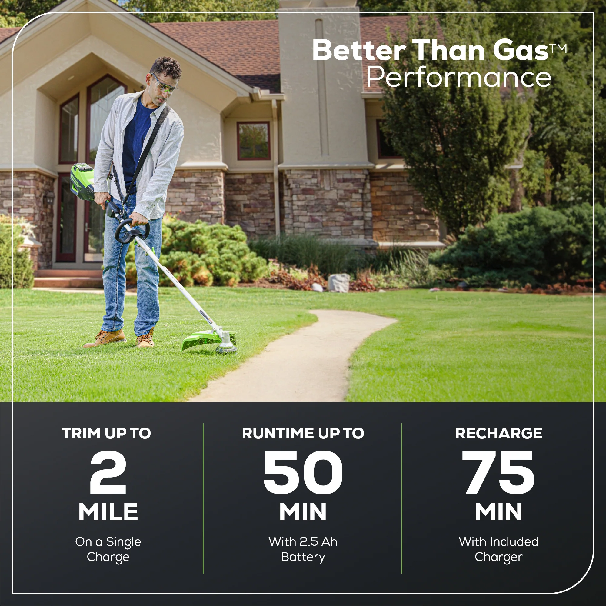 80V 16" Gen3 Cordless Brushless String Trimmer (Attachment Capable): 2.5 Ah Battery and Charger - Image 4