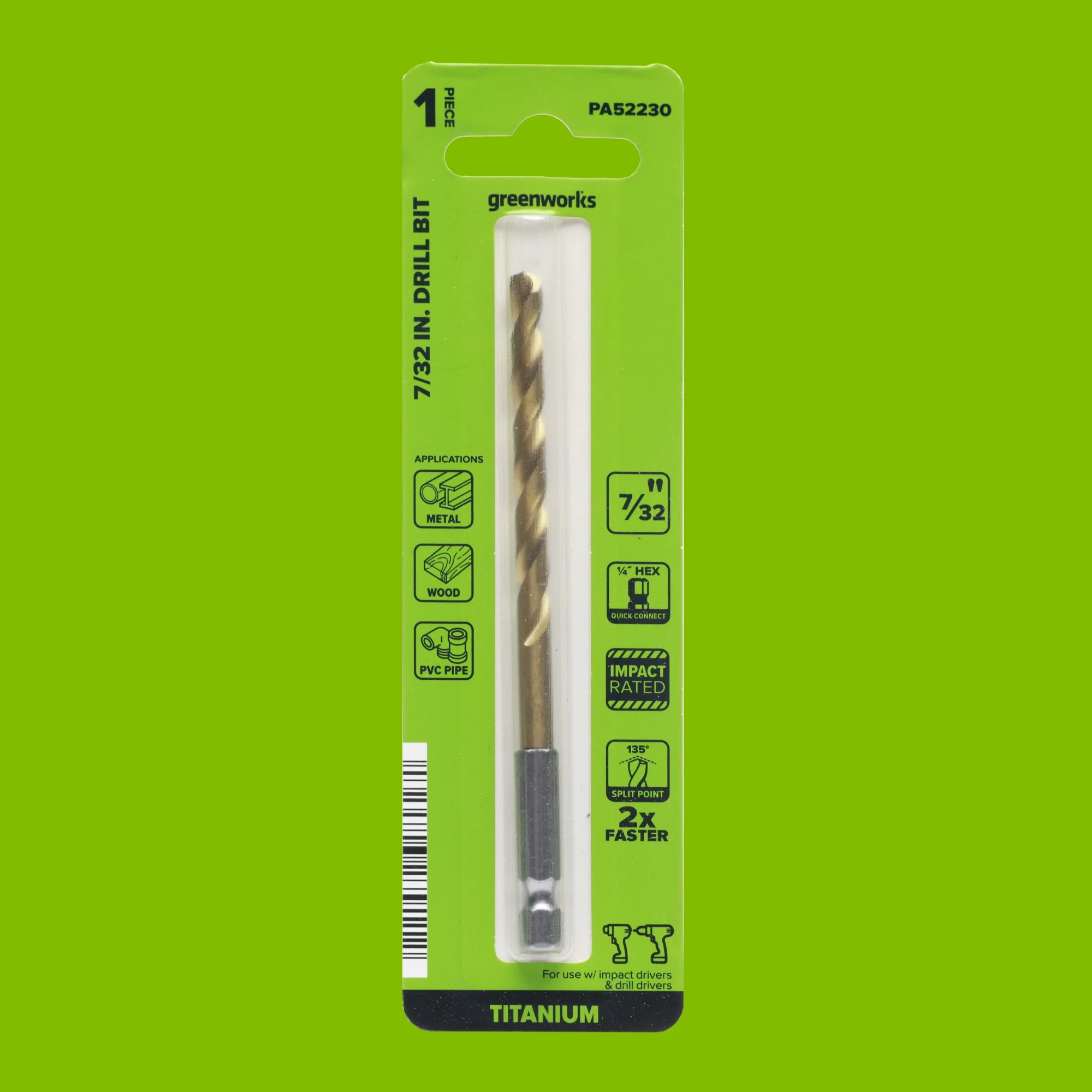 Half Ground 7/32" Hex Shank Titanium Drill Bit - Image 5