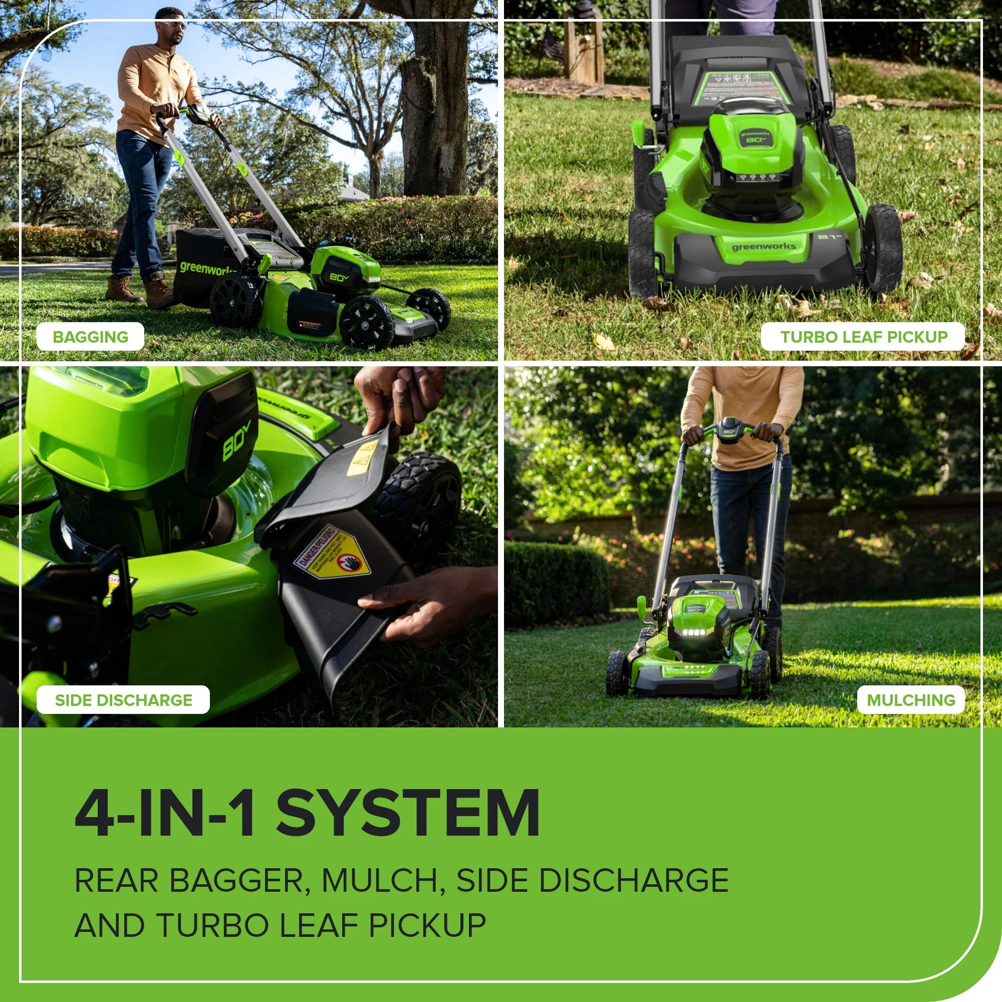 80V 21" Cordless Battery 4-in-1 Push Lawn Mower and 700CFM Blower Combo Kit: 5.0 Ah Battery and 6A Charger - Image 8