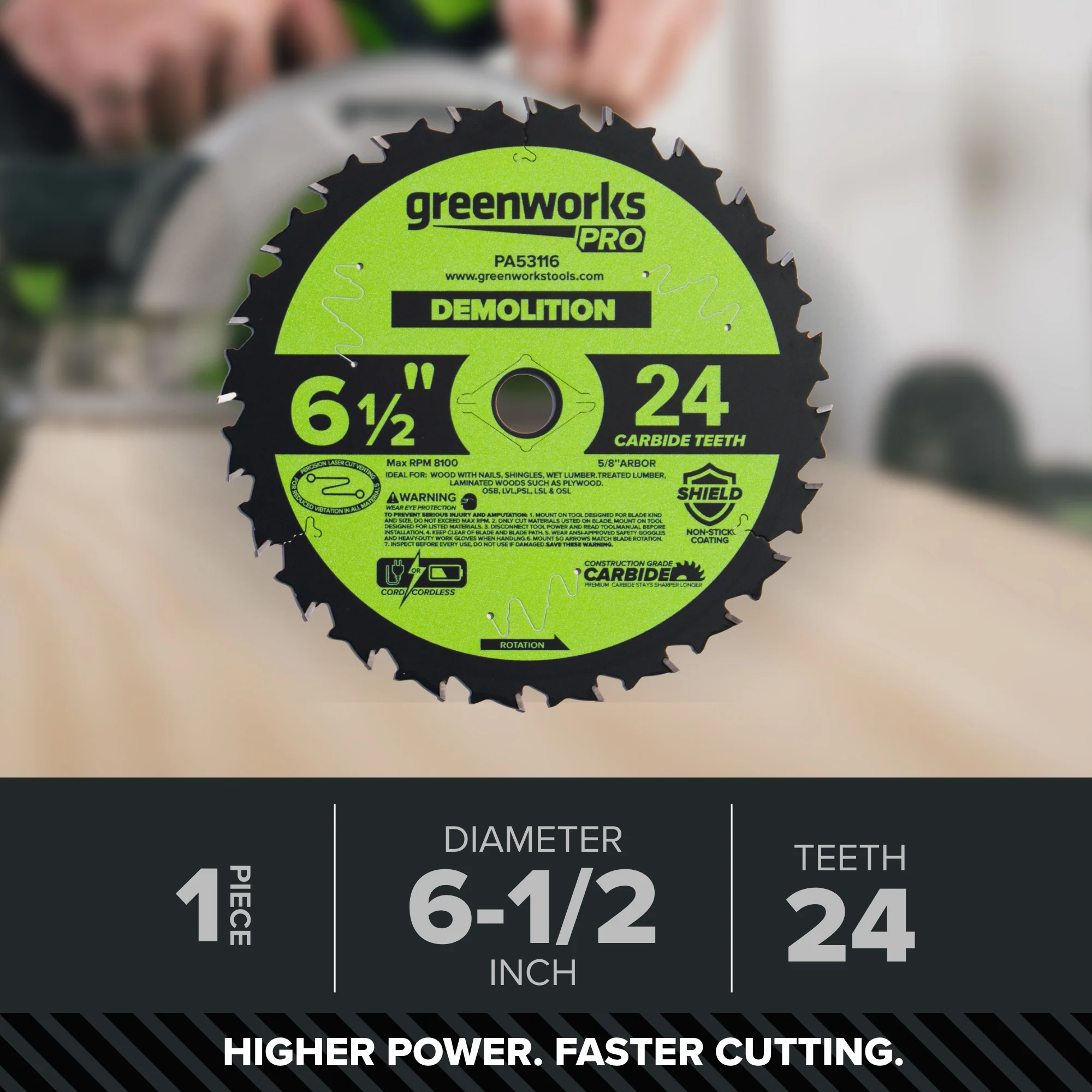 Pro 24-Tooth 6-1/2" Demolition Circular Saw Blade with Construction-Grade Carbide Teeth - Image 3