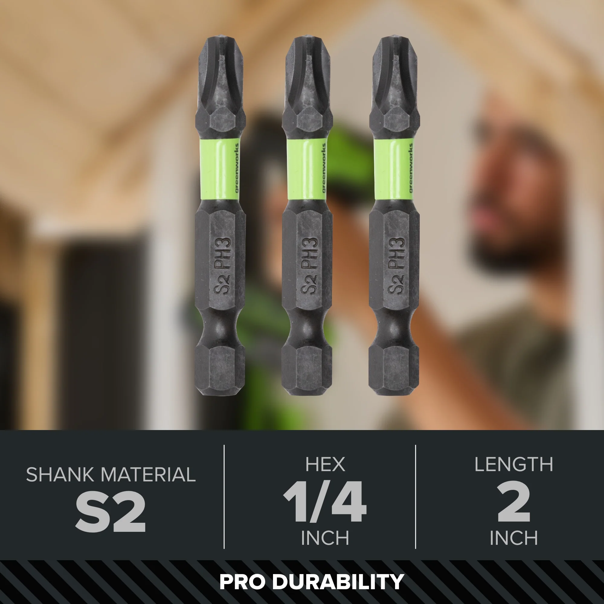 Pro 3-PC S2 2” Impact Rated Bits Phillips PH3 - Image 3