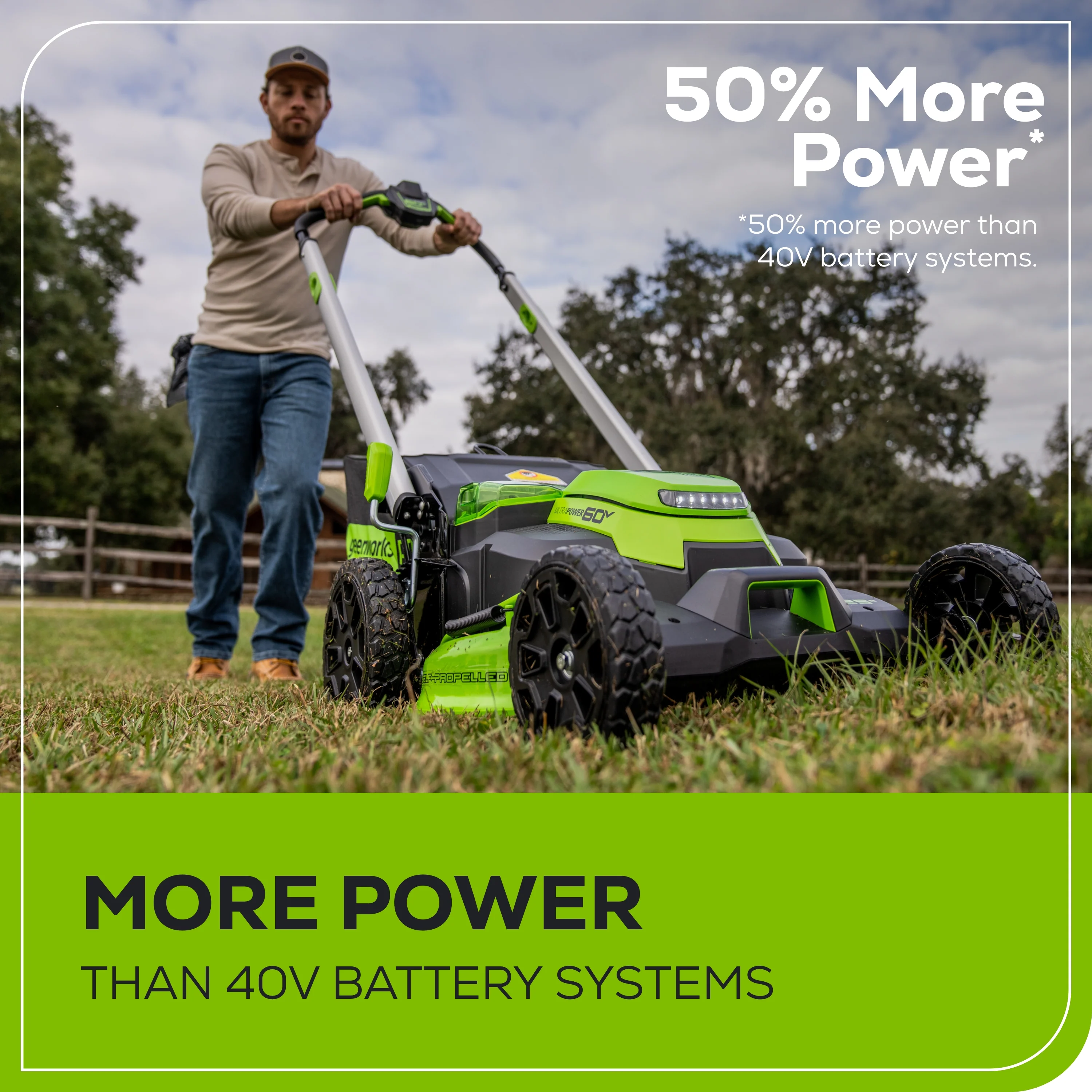 60V 25" Cordless Battery Dual Blade Self-Propelled Lawn Mower w/ Two (2) 4.0Ah Batteries & Dual-Port Charger, LM2516S - Image 6