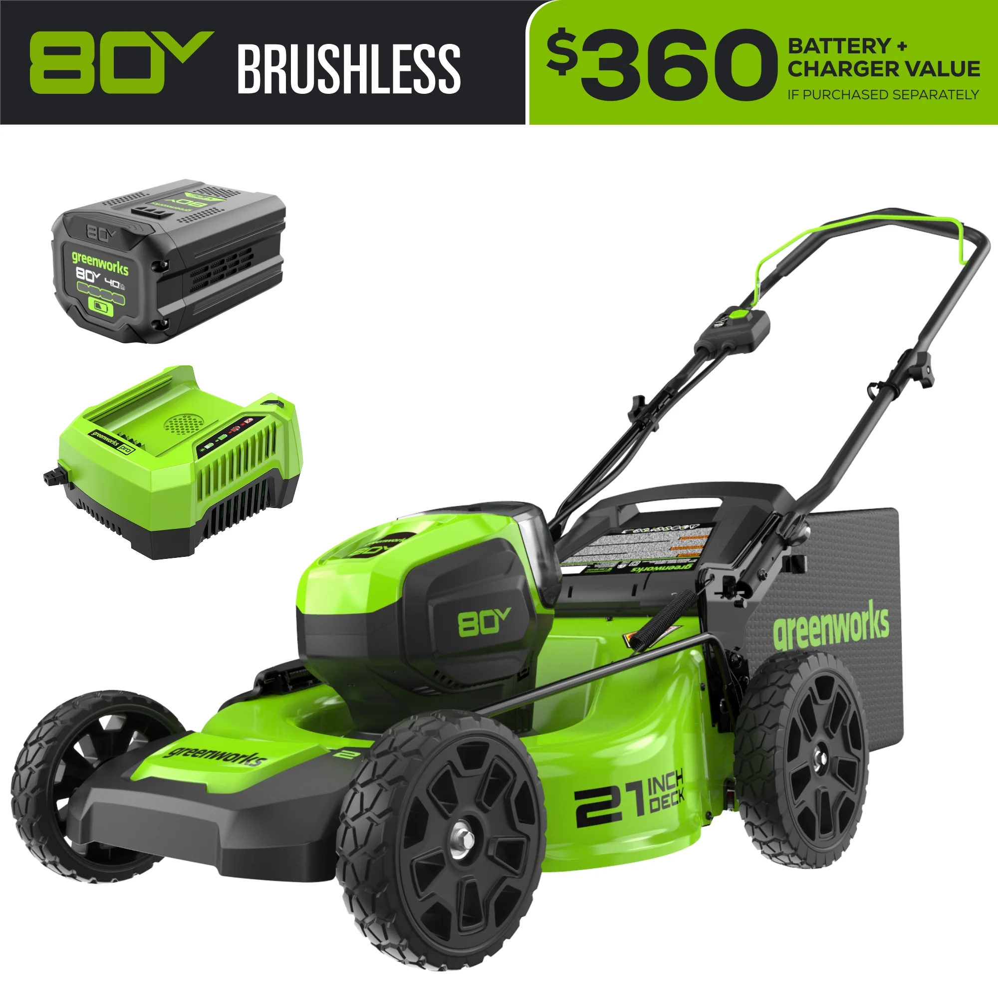 80V 21" Brushless 3-in-1 Push Lawn Mower: 4.0 Ah Battery and Charger, LM2138 - Image 3